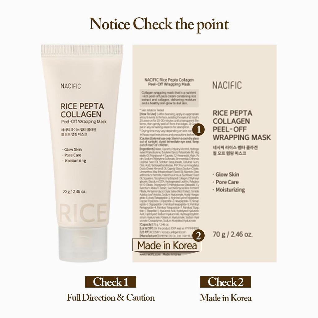 NACIFIC RICE PEPTA COLLAGEN PEEL-OFF WRAPPING MASK 70g + Brush