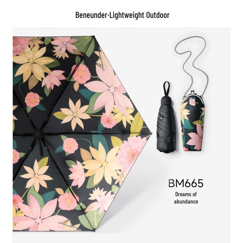 Beneunder BM665 Portable UV Protection Floral Sun/Rain Umbrella