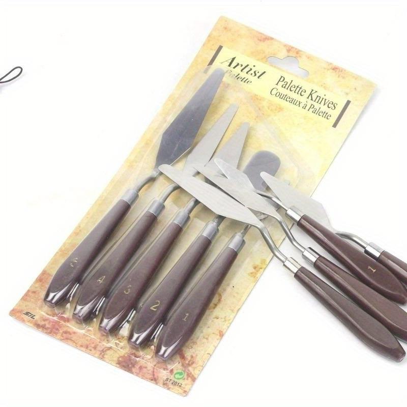 5Pcs Set Oil Painting Scraper Palette Knife Watercolors Fine Acrylic Gouache Paint Spatula Pick Color Mixing Tools Art Supplies