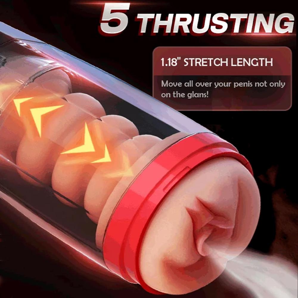 3 In 1 Push In Male Masturbation Cup, Male Masturbator Telescopic Rotating Vagina Masturbation Adult Erotica Piston Male Masturbation Cup Supplies