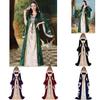Medieval Vintage Court Dress With Velvet Fabric And Puff Sleeves For Halloween Costume Enthusiasts
