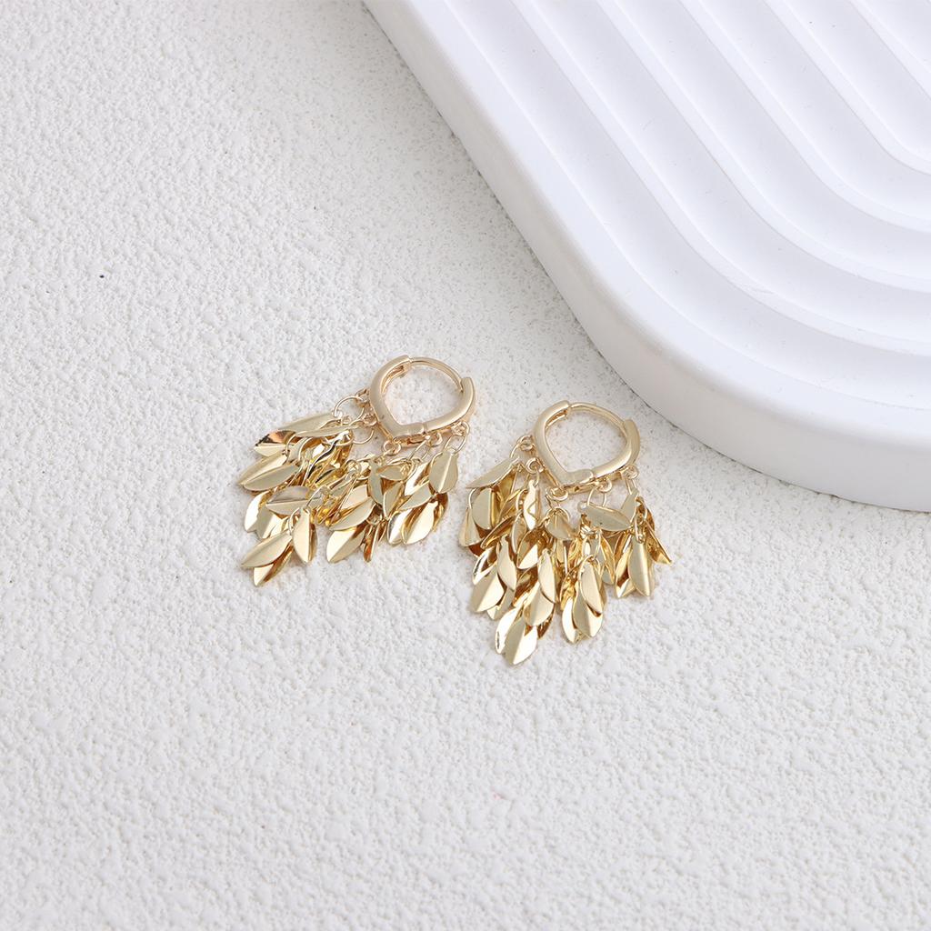 Wheat Ear Leaves Fringed Ear Buckles In Temperament Metal Wind Earrings Personalized Creative Earrings Wholesale