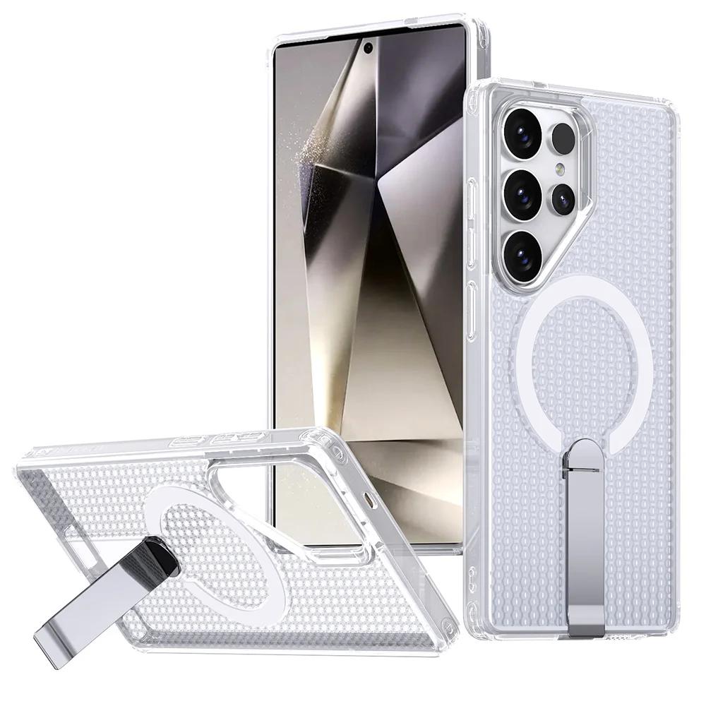 Case For Samsung Galaxy S25 S24 S23 S22 Ultra Plus S25Edge S24FE M56 F56 Heat Dissipation Hide Bracket Magnetic Shockproof Cover