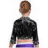 Mädchen Reverskragen Langarm Glänzende Strasssteine Metallische Jacke Jazz Dance Oberbekleidung