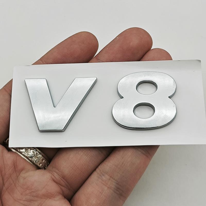 3D ABS Car Letters Logo V6 V8 Badge Sticker Rear Trunk Emblem For Volkswagen VW Phaeton Golf Mk3 Mk4 Mk5 Tiguan Atlas CC Arteon