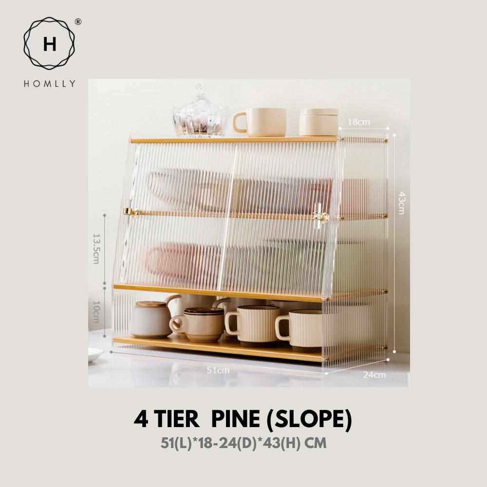 Homlly Dustproof Kitchen Storage Tabletop Cupboard Rack with Acrylic Door