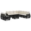 Garden Sofa Set 10 Pieces Black and Cream White Poly Rattan