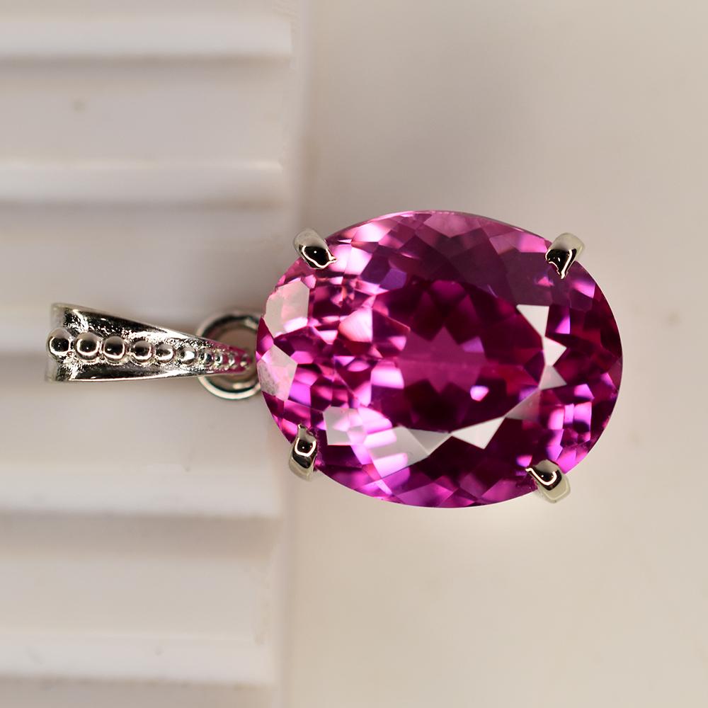 Natural Pink Sapphire Pendant 30 Ct Oval 925 Sterling Silver CERTIFIED For Gift my.pd-20-k