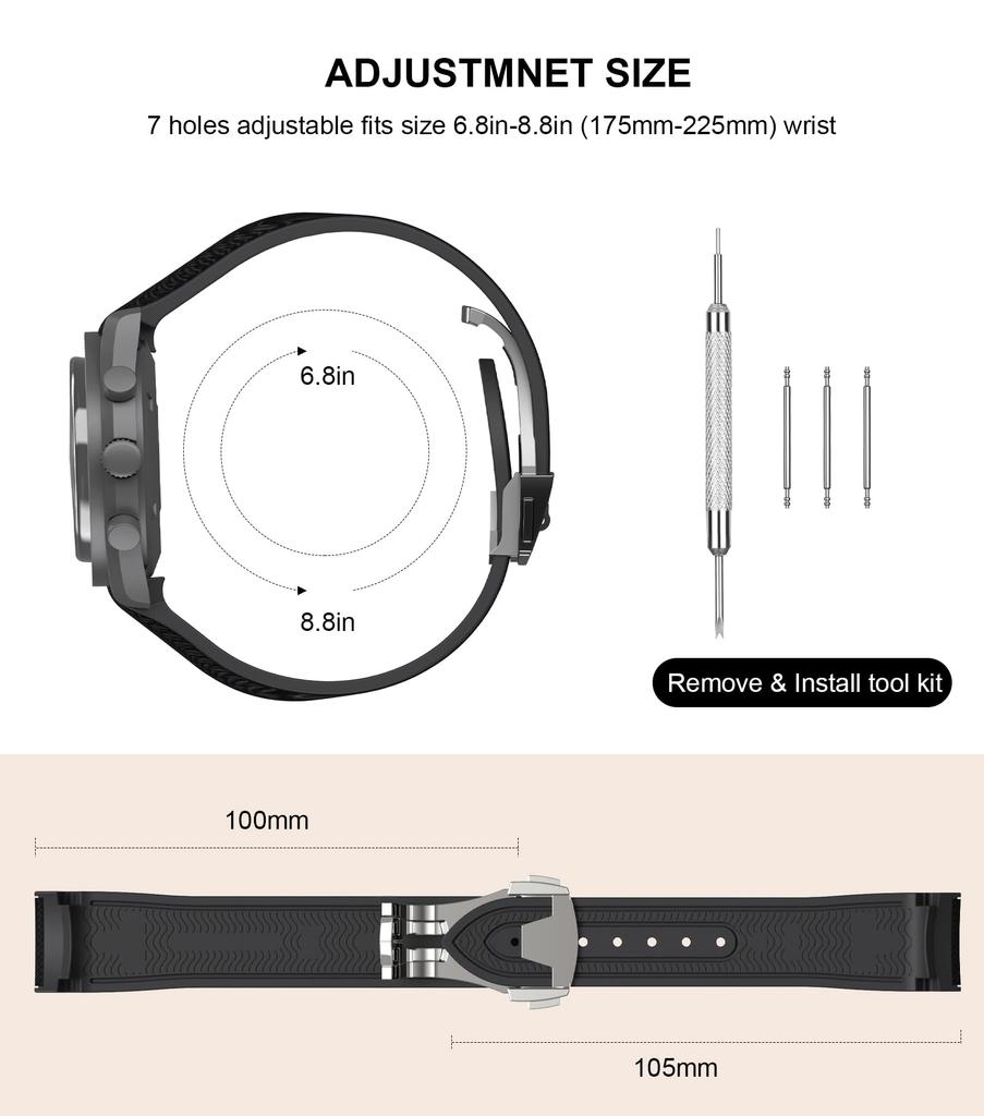 REBANDACE Strap for Omega x Swatch MoonSwatch Watch Folding Buckle Compatible with and Curved Gapless Replacement Strap for Swatch No Jewels 20mm,