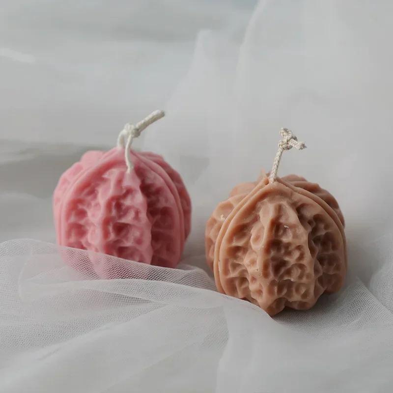 Valnøtt Håndlaget Kreativ Form Lysform Simulering Mat Silikon DIY Duftende Håndverksform Tilbehør Gaver Dekorasjon