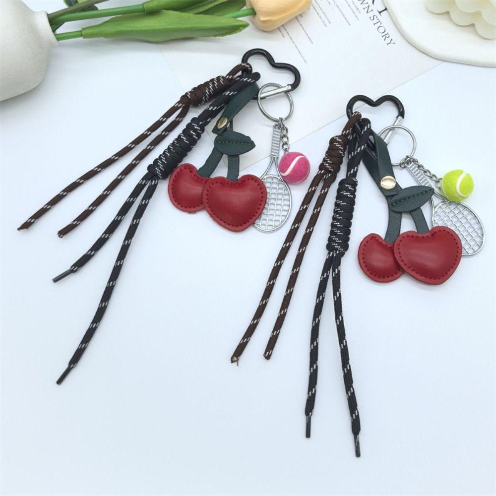 Girl Heart Braided Rope Keychain Hand-Woven Tennis Racket Key Chain  Bag Accessories