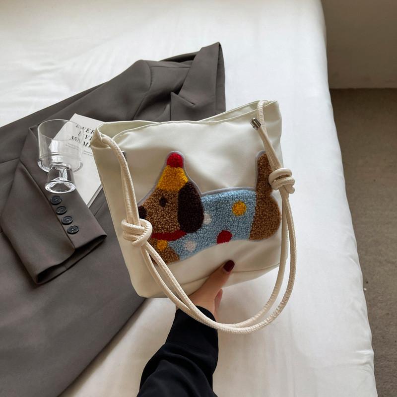 Trendy Midi Bucket Bag Chic Aesthetic Design Soft Canvas For Everyday Style