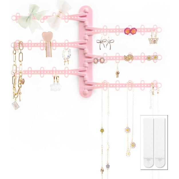 6-Tier 6" Wall Jewelry Organizer, Command Strips included for Easy Hanging, 120 Hole Earring Organizer, Necklace Organizer, Bracelet Holder, Ring