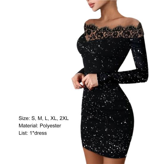 Lady Petticoats Plus Size Women Mini Dress Splicing Design Off Shoulder Clothing Skinny Sheath Dress for Club