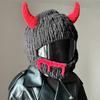 Winter Motorcycle Helmet Headgear Cover Trendy Devil's Horns Creative Cartoon Knitted Motocross Full-Face Protective Helmet Case