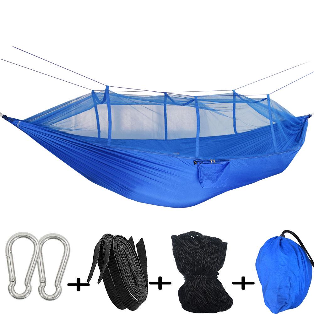 Outdoor Anti-Rollover Nylon Hammock with Mosquito Net - Single/Double Lightweight Parachute Cloth
