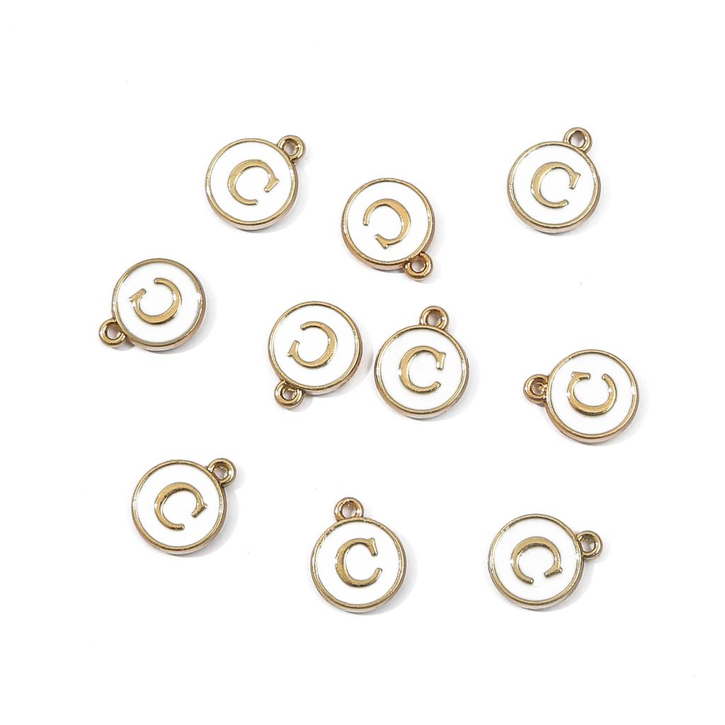 10Pcs Metal Enamel English Letters Charms Pendant For DIY Jewelry Making Necklace Bracelet Accessories