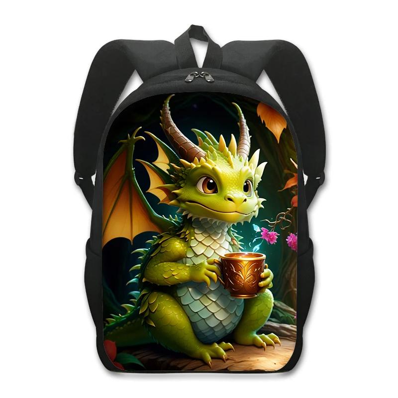 Fantasy Magic Dragon Print Backpack Cartoon Dragon Baby Student Schoolbags Women Men Laptop Rucksack Outdoor Travel Daypack