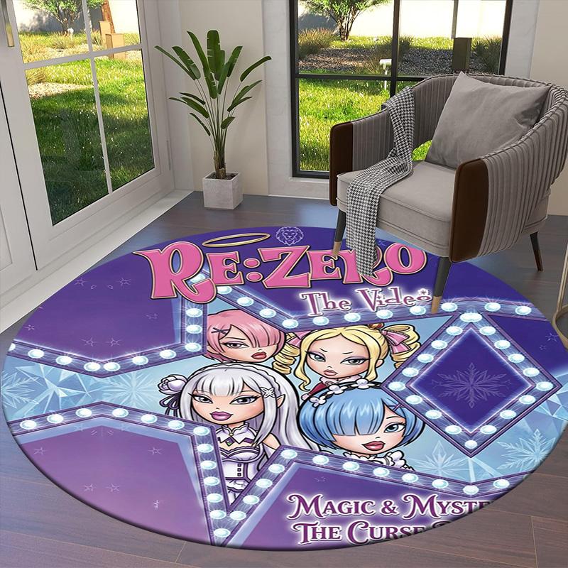 Re Zero Round Area Rug Carpet Rug For Living Room Bedroom Sofa Playroom Decor Nonslip Floor Mat