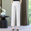 Summer High Waist Straight Pants for Women Plus Size Classic Elastic Waist Cotton Linen Trousers