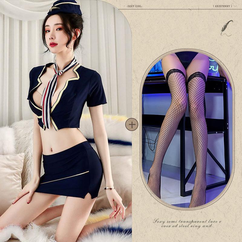 Sexy Role-playing Uniform Set Tempting Secretary OL Outfit Assorted Sizes And Colors Alluring Stewardess Costume Contour Skirt