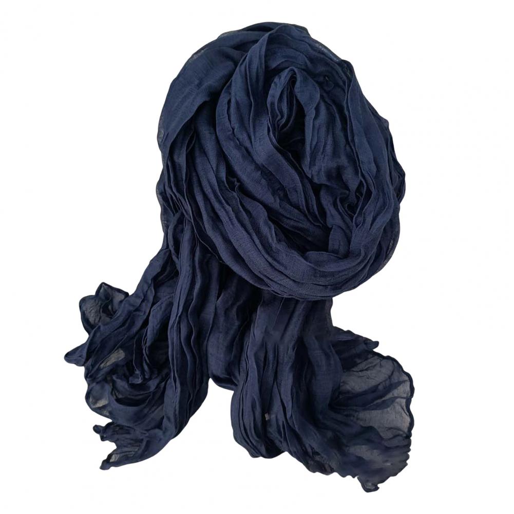 Women Scarf Solid Color Pleated Long Retro Autumn Winter Warm Long Scarf Soft Vintage Inspired Scarf