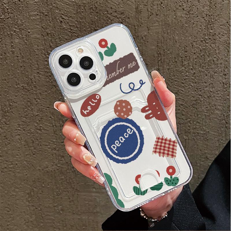 Card Slot Holder Silicone Wallet Pocket Case For Samsung A15 A25 A35 Xiaomi Redmi Note 12 13 14 Oppo A38 A58 A78 iPhone 16 17 Cover Clear Phone Bumper