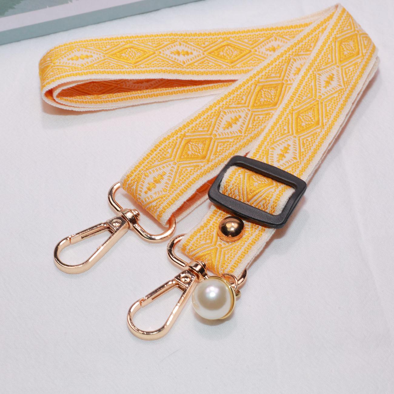 

Универсальный широкий регулируемый плечевой ремень с ромбовидной вышивкой и жемчужной отделкой