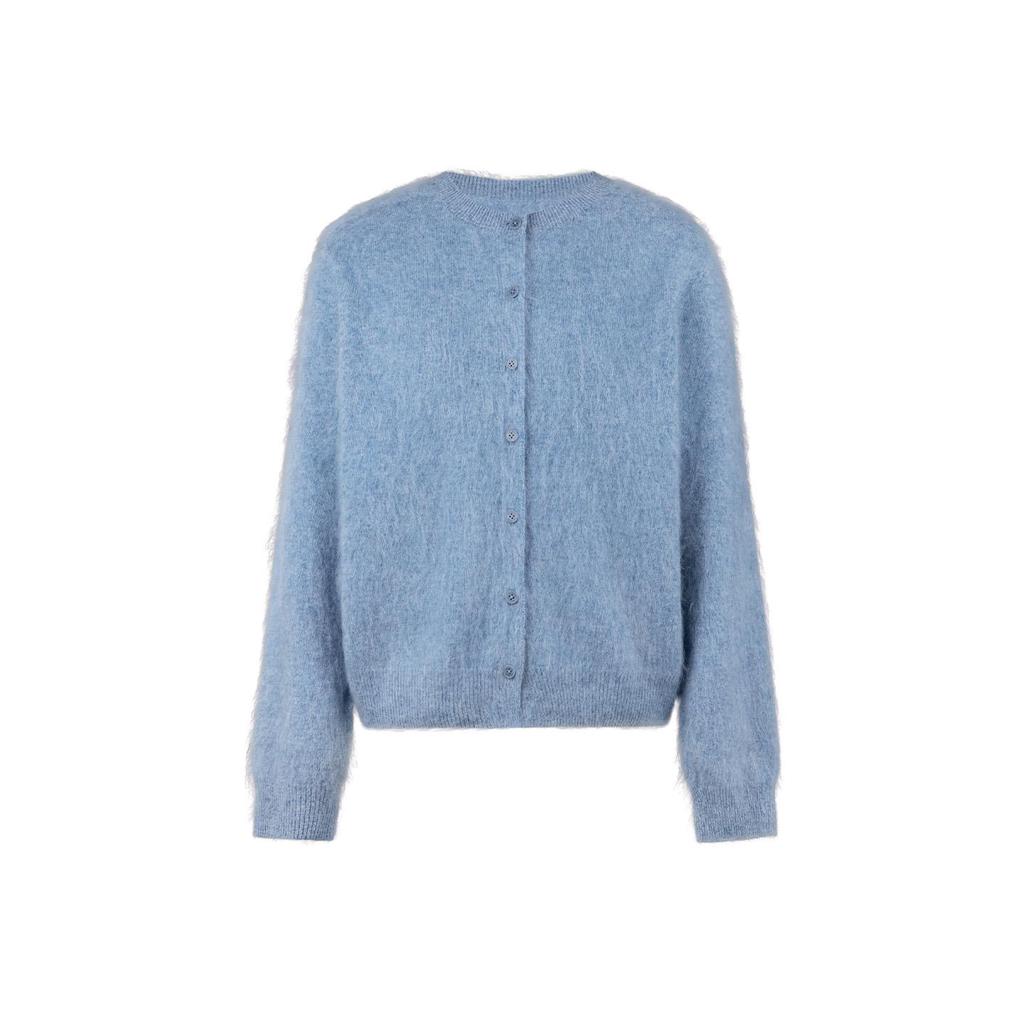 Women's Morandi Round Neck Cashmere Wool & Silk Blend Cardigan - Soft Brushed Knitwear