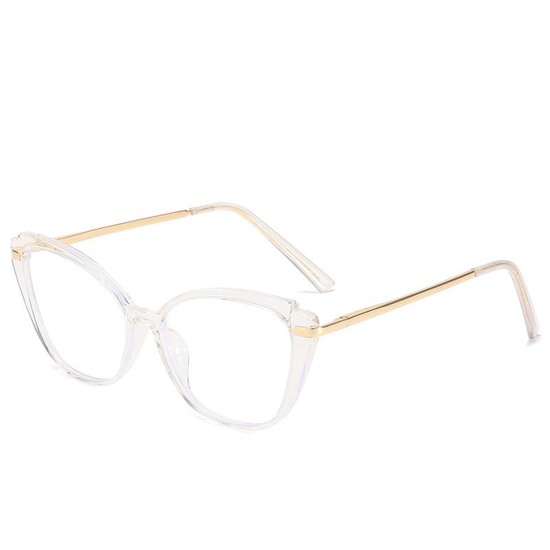 Cat Eye Flat Glasses Women'S Tr90 Spring Leg Metal Glasses Frame Anti-Blue Light Glasses