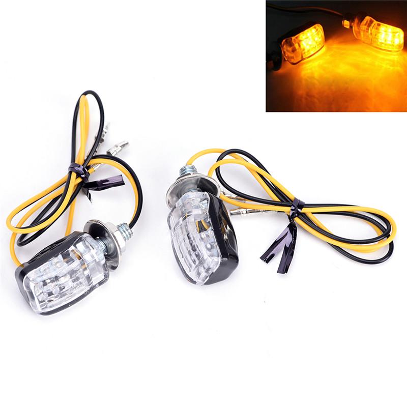 

2X 6Led Motorcycle Mini Amber Turn Signal Lights Blinker Indicator Black 12V New