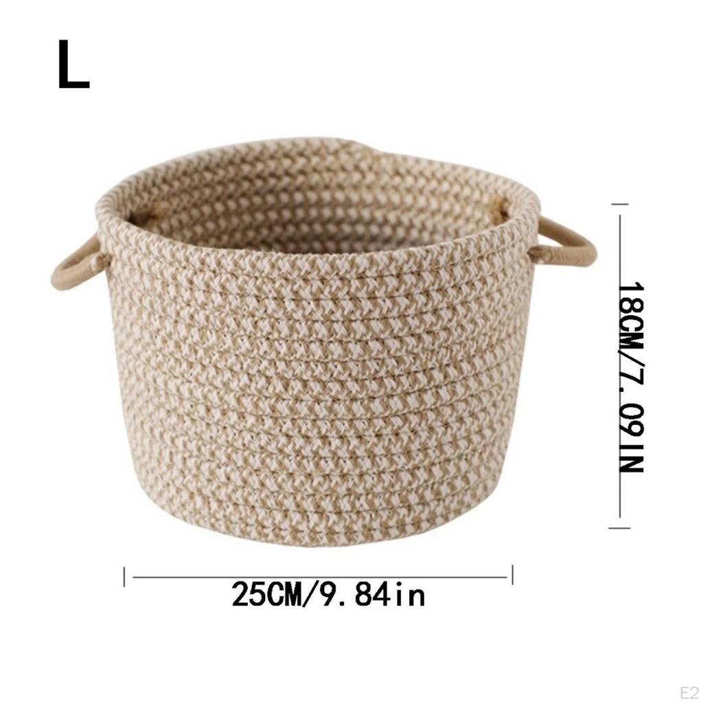 2 Pieces Storage Basket Rope Organizer Woven Desktop Portable Shelf Multipurpose