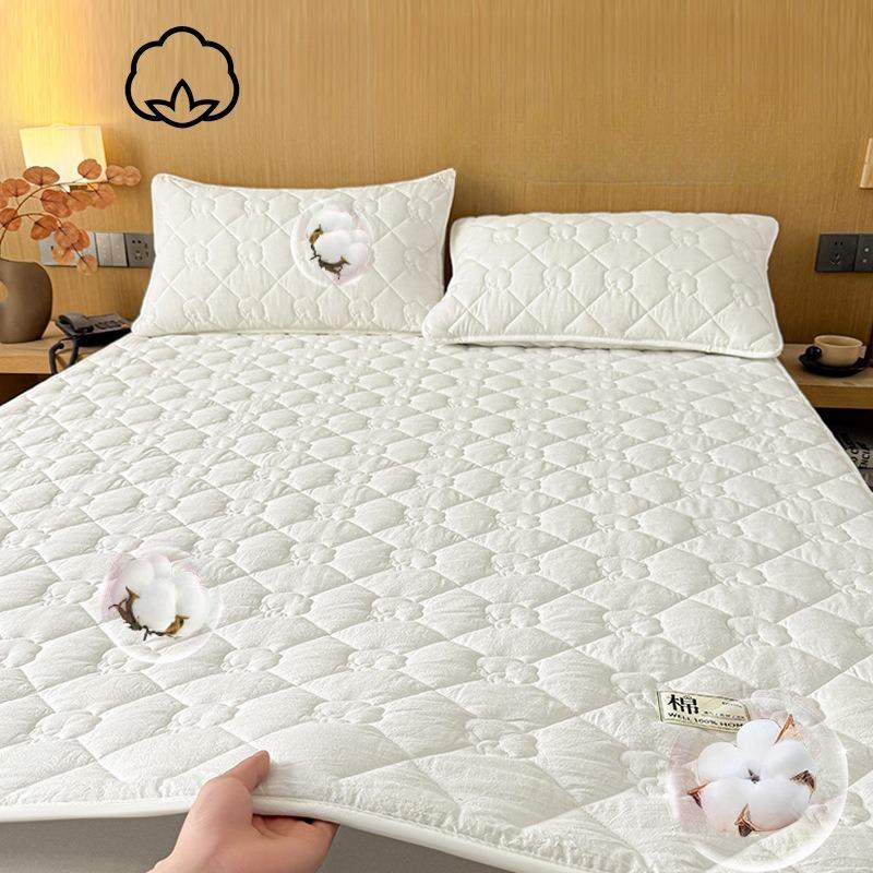 Thick Cotton Fabric Mattress Topper with Elastic Band Quilted Protector Pad Bedspread Winter Mattress Cover for Single/Double