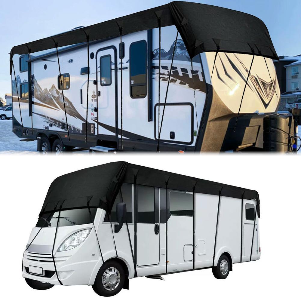 Outdoor Waterproof RV Roof Cover 210D Oxford Cloth Roof Protective Cover RV Sun Protection Sunshade Protector Accessories 5x3M