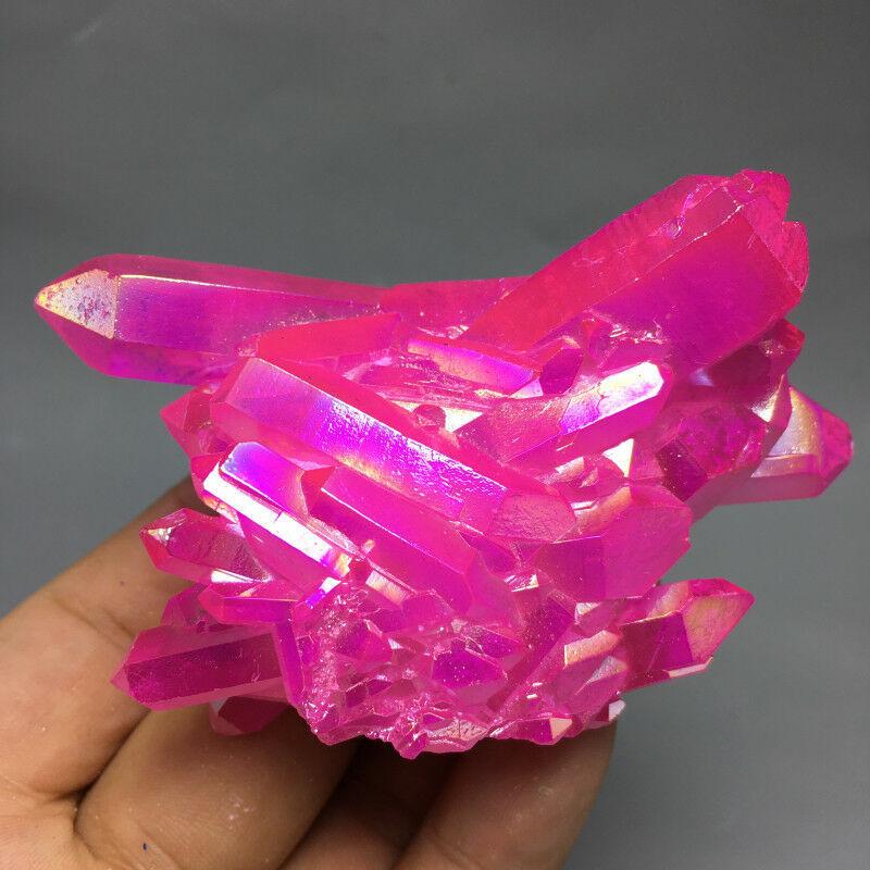 Natural Titanium Druzy Quartz Cluster Crystal Red Geode Gemstone Decor Specimen