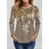 Long Sleeve Floral Pattern Women Casual T-Shirts Spring Autumn 3D Flower Print Retro Style Female Plus Size O-Neck Tops
