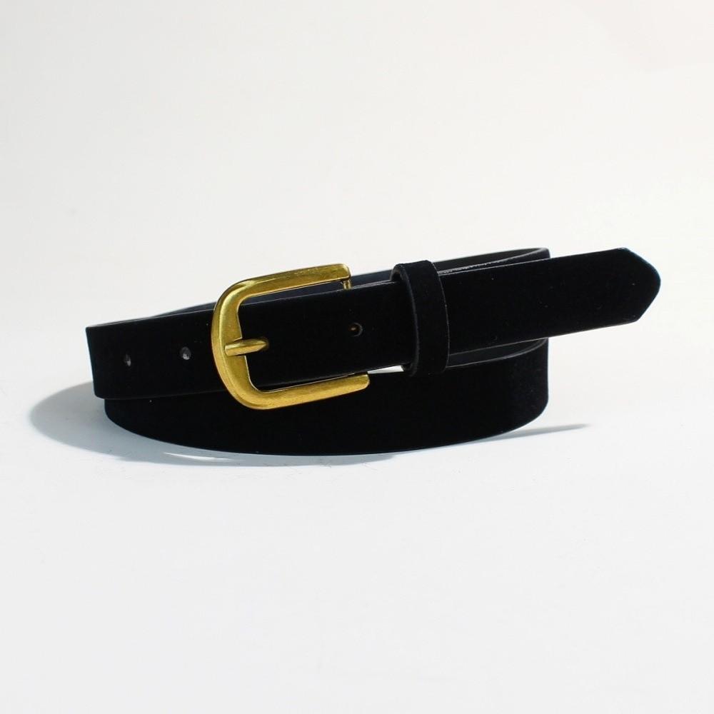 Luxury Design Suede Leather Belt Versatile Gold Pin Buckle Women Waist Belt Retro Vintage Frosted Thin Waistband