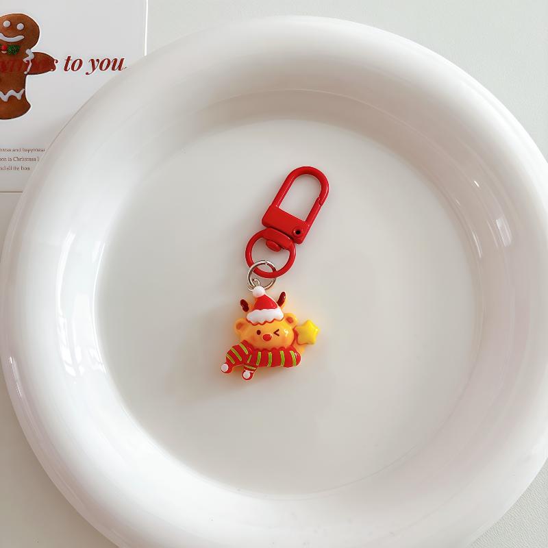 Christmas Cartoon Cute Keychain Santa Claus Elk Snowman Pendant Keyring Backpack Hanging Decoration Year Party Gifts