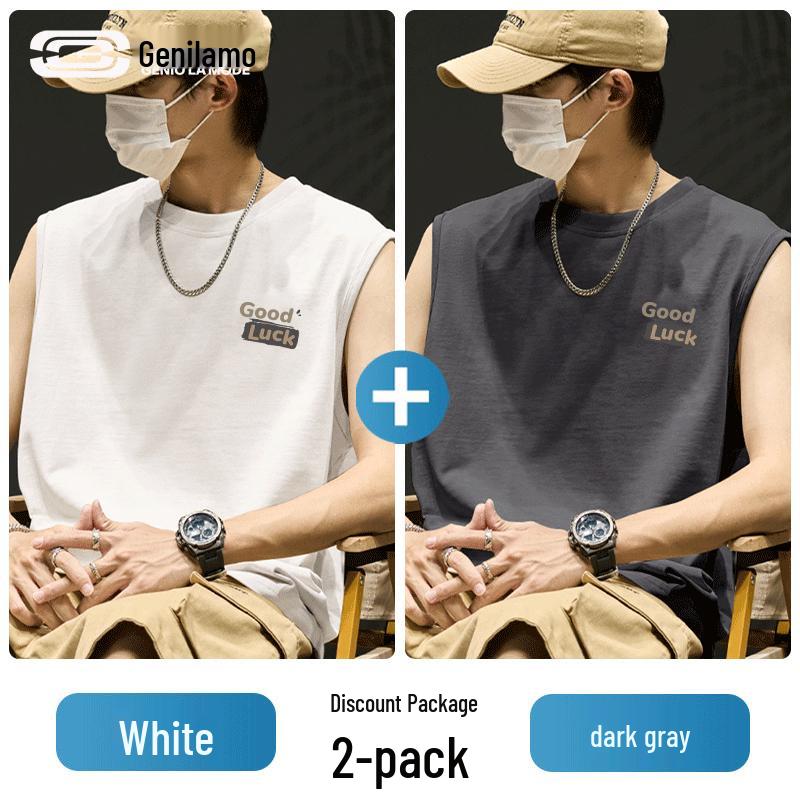 GENIOLAMODE Men s 2-Pack Heavyweight Breathable Cotton Tank Tops M
