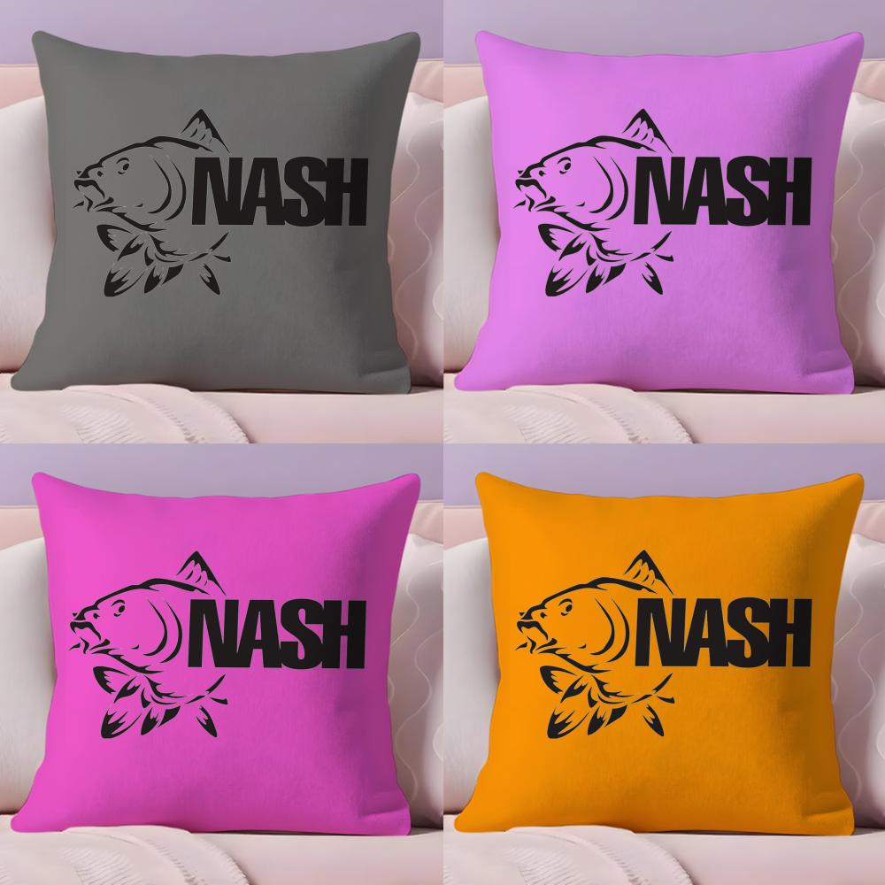 NNash Fishing logo Cushion Cover Soft Plush Throw Pillow Cushion CoverDoubleSided Printed Pillow Case for Sofa Home Decor