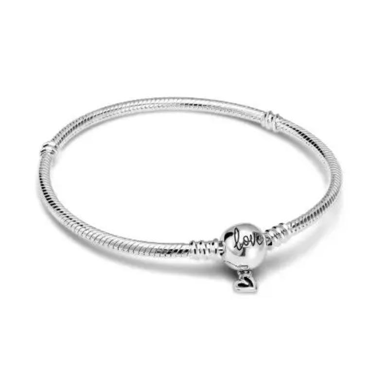 

Оригінальний браслет Me зі срібла 925 проби Жіночі прикраси Тонкий круглий плаский намистина-шарм Розкішний браслет Fit Me Намистина 16cm