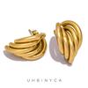 1 Paire Boucles d'Oreilles Créoles Géométrie Irrégulière Distordue en Acier Inoxydable pour Femmes Métal Plaqué Or Vintage Boucles d'Oreilles Lisses Charme Bijou Cadeau