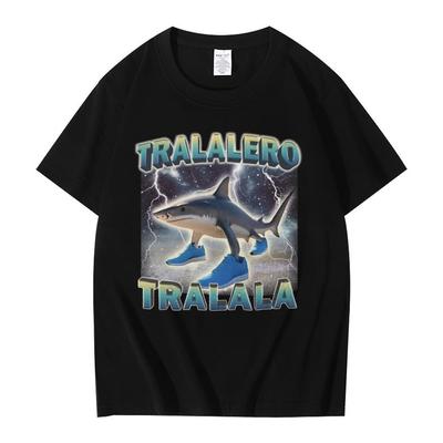 Tralalero Tralala Funny Shark Italian Brainrot Meme T-shirt Men Clothing Fashion Humor T Shirts Unisex Summer Cotton T Shirt Top