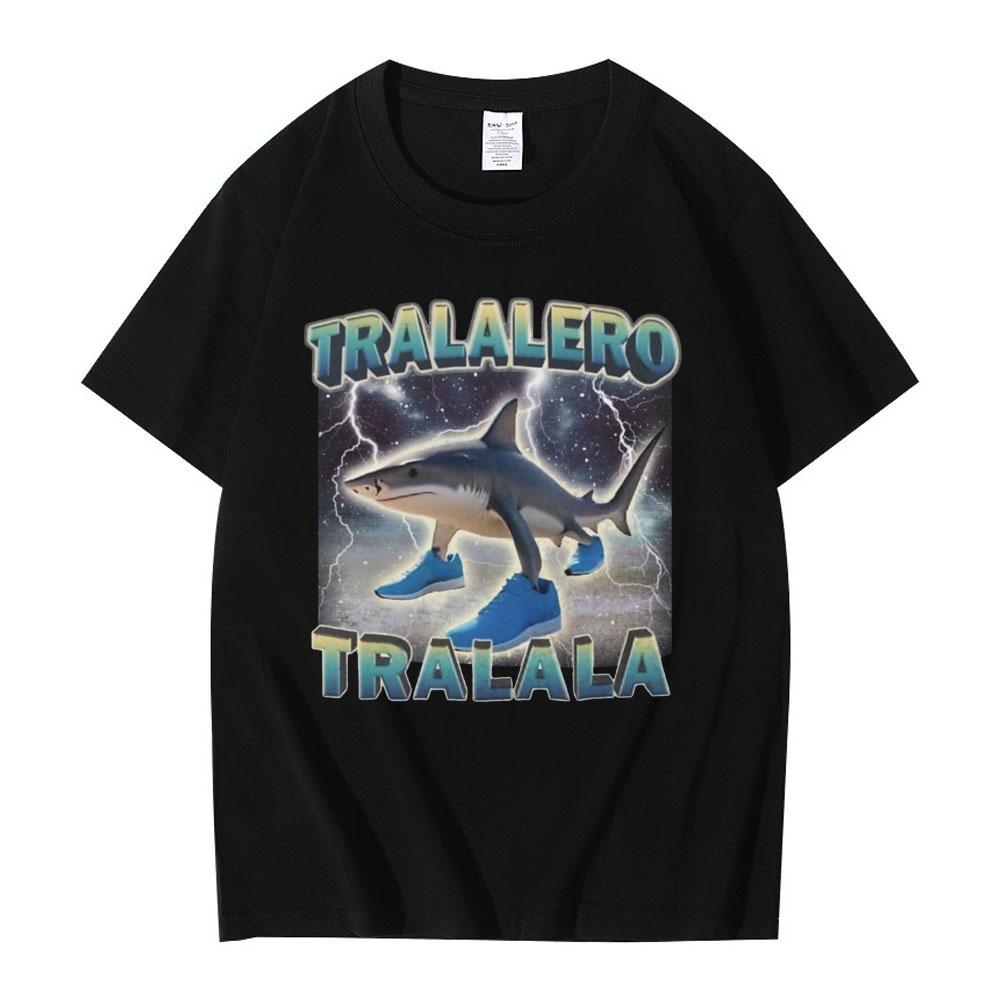 Tralalero Tralala Funny Shark Italian Brainrot Meme T-shirt Men Clothing Fashion Humor T Shirts Unisex Summer Cotton T Shirt Top