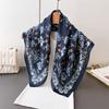 2024 Luxury Animals Floral Print 70cm Cotton Velvet Square Scarf for Women Soft Neckerchief Lady Hijab Neck Tie Hair Headbands