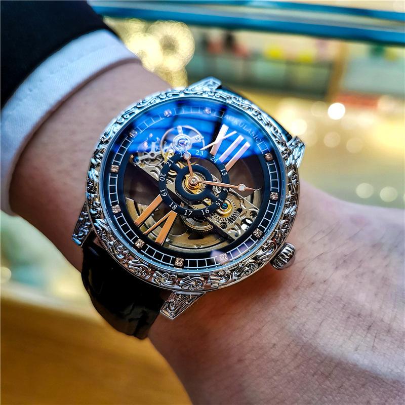 Mechanische Herrenuhr mit hohlem Zifferblatt, vollautomatisch, hochwertig, maskulin, leuchtend, wasserdicht