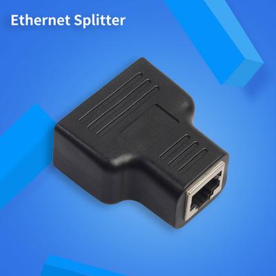 Ethernet Splitter 1 To 2 Ways Dual Female Port ABS Stable Transmission RJ45 LAN Adapter for Computer