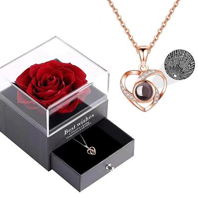 GemChic Women's Exquisite 100 Languages I Love You Projection Pendant Necklace With Gift Box Birthday Christmas Jewelry Gift