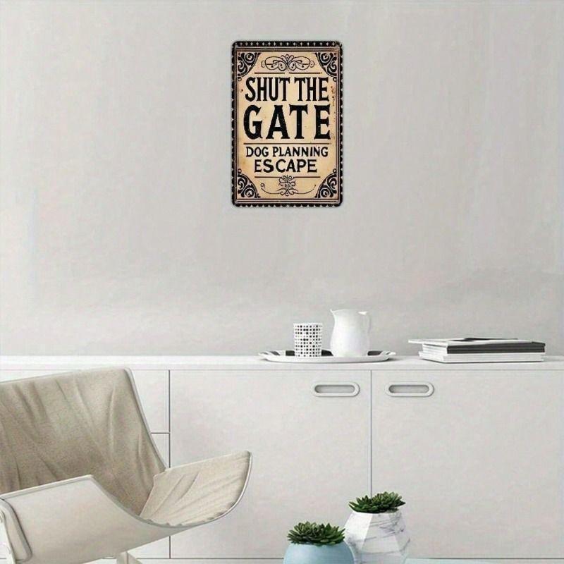 Vintage Metal Sign Dog Close Gate 8x12 Inch Wall Decor for Home Bar