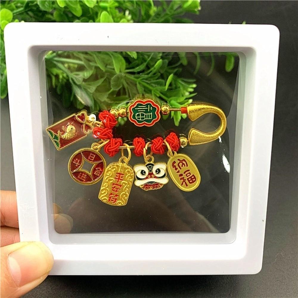 Clouds Peace Lock Red Lucky Brooch Pin Ancient Method Gold Alloy Pin  Jewelry Accessories